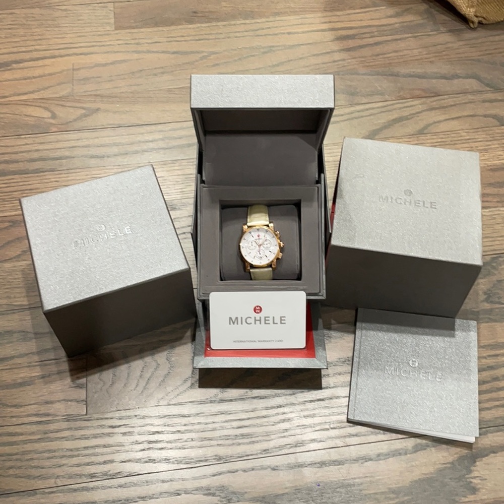 Michele Rose gold sport sail watch